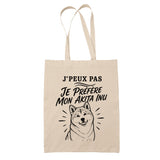 Tote Bag Beige J’peux pas je préfère mon Akita Inu