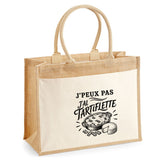 Sac Cabas Jute avec Poche J’peux pas j’ai Tartiflette