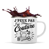 Mug Métal Émaillé J’peux pas j’ai couture J'peux pas minimaliste