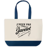 Grand Sac Cabas Fond Bleu J’peux pas j’ai Javelot