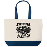Grand Sac Cabas Fond Bleu J’peux pas je suis DJ