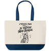 Grand Sac Cabas Fond Bleu J’peux pas je préfère mon Bengal