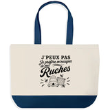 Grand Sac Cabas Fond Bleu J’peux pas je préfère m’occuper de mes Ruches