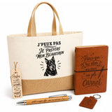 Coffret Cadeau J’peux pas je préfère mon Beauceron – Sac jute, carnet, stylo, porte-clés et marque-page