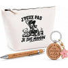 Coffret Cadeau J’peux pas je suis Maman – Trousse, stylo bambou et porte-clés
