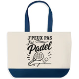 Grand Sac Cabas Fond Bleu J’peux pas j’ai Padel