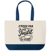 Grand Sac Cabas Fond Bleu J’peux pas je suis Instit