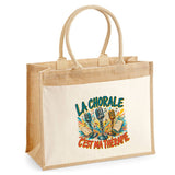 Sac Cabas Jute avec Poche La chorale c'est ma thérapie