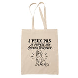 Tote Bag Beige J’peux pas je préfère mon Golden Retriever