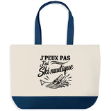 Grand Sac Cabas Fond Bleu J’peux pas j’ai Ski nautique