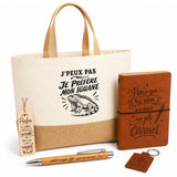 Coffret Cadeau J’peux pas je préfère mon Iguane – Sac jute, carnet, stylo, porte-clés et marque-page