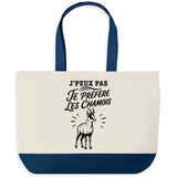 Grand Sac Cabas Fond Bleu J’peux pas je préfère les Chamois