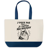 Grand Sac Cabas Fond Bleu J’peux pas je préfère mon Norvégien