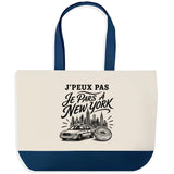Grand Sac Cabas Fond Bleu J’peux pas je pars à New York