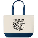 Grand Sac Cabas Fond Bleu J’peux pas j’ai Fitness