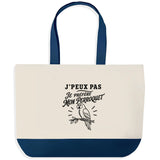 Grand Sac Cabas Fond Bleu J’peux pas je préfère mon Perroquet