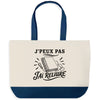Grand Sac Cabas Fond Bleu J’peux pas j’ai Reliure