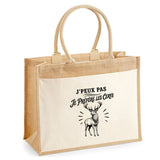 Sac Cabas Jute avec Poche J’peux pas je préfère les Cerfs