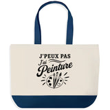 Grand Sac Cabas Fond Bleu J’peux pas j’ai Peinture