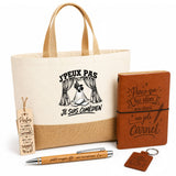 Coffret Cadeau J’peux pas je suis Comédien – Sac jute, carnet, stylo, porte-clés et marque-page