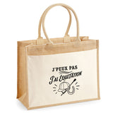 Sac Cabas Jute avec Poche J’peux pas j’ai Équitation