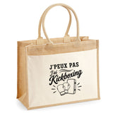Sac Cabas Jute avec Poche J’peux pas j’ai Kickboxing