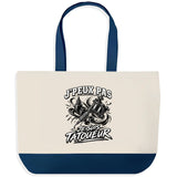 Grand Sac Cabas Fond Bleu J’peux pas je suis Tatoueur