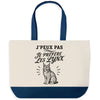 Grand Sac Cabas Fond Bleu J’peux pas je préfère les Lynx