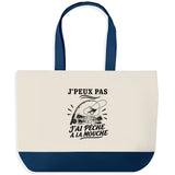 Grand Sac Cabas Fond Bleu J’peux pas j’ai Pêche à la mouche