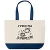 Grand Sac Cabas Fond Bleu J’peux pas je préfère le Thé