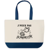 Grand Sac Cabas Fond Bleu J’peux pas je préfère le Thé