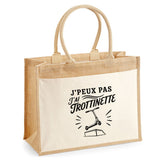 Sac Cabas Jute avec Poche J’peux pas j’ai Trottinette