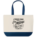 Grand Sac Cabas Fond Bleu J’peux pas j’ai Massage