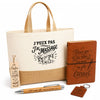 Coffret Cadeau J’peux pas j’ai Massage – Sac jute, carnet, stylo, porte-clés et marque-page
