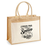 Sac Cabas Jute avec Poche J’peux pas j’ai Spéléo
