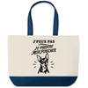 Grand Sac Cabas Fond Bleu J’peux pas je préfère mon Pinscher