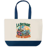 Grand Sac Cabas Fond Bleu La bretagne c'est ma thérapie