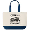 Grand Sac Cabas Fond Bleu J’peux pas je suis Mamie