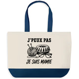 Grand Sac Cabas Fond Bleu J’peux pas je suis Mamie