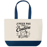 Grand Sac Cabas Fond Bleu J’peux pas j’ai Couture