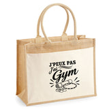 Sac Cabas Jute avec Poche J’peux pas j’ai Gym