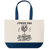 Grand Sac Cabas Fond Bleu J’peux pas je préfère le Spritz