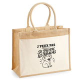 Sac Cabas Jute avec Poche J’peux pas je préfère les Koalas