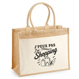 Sac Cabas Jute avec Poche J’peux pas j’ai Shopping