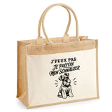 Sac Cabas Jute avec Poche J’peux pas je préfère mon Schnauzer