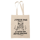 Tote Bag Beige J’peux pas je préfère mon British Shorthair