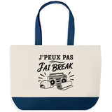Grand Sac Cabas Fond Bleu J’peux pas j’ai Break