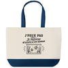 Grand Sac Cabas Fond Bleu J’peux pas je préfère m’occuper de mon Aquarium