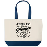 Grand Sac Cabas Fond Bleu J’peux pas j’ai Plongée