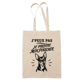 Tote Bag Beige J’peux pas je préfère mon Pinscher